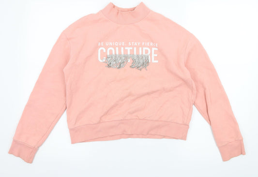 River Island Girls Pink  Jersey Pullover Sweatshirt Size 11-12 Years  - Be Unique