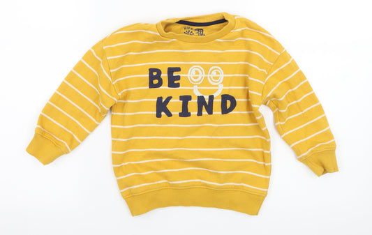 F&F Boys Yellow Striped Jersey Pullover Sweatshirt Size 2-3 Years  - Be Kind