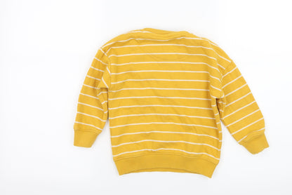 Preloved F&F Boys Yellow Striped Jersey Pullover Sweatshirt Size 2-3 Years  - Be Kind - Back