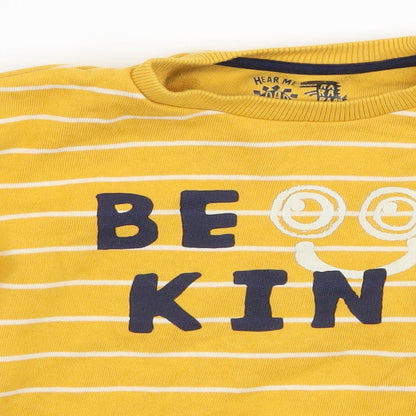 Preloved F&F Boys Yellow Striped Jersey Pullover Sweatshirt Size 2-3 Years  - Be Kind - Detail