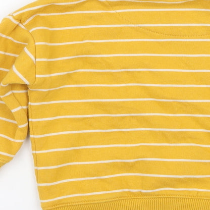 Preloved F&F Boys Yellow Striped Jersey Pullover Sweatshirt Size 2-3 Years  - Be Kind - Label