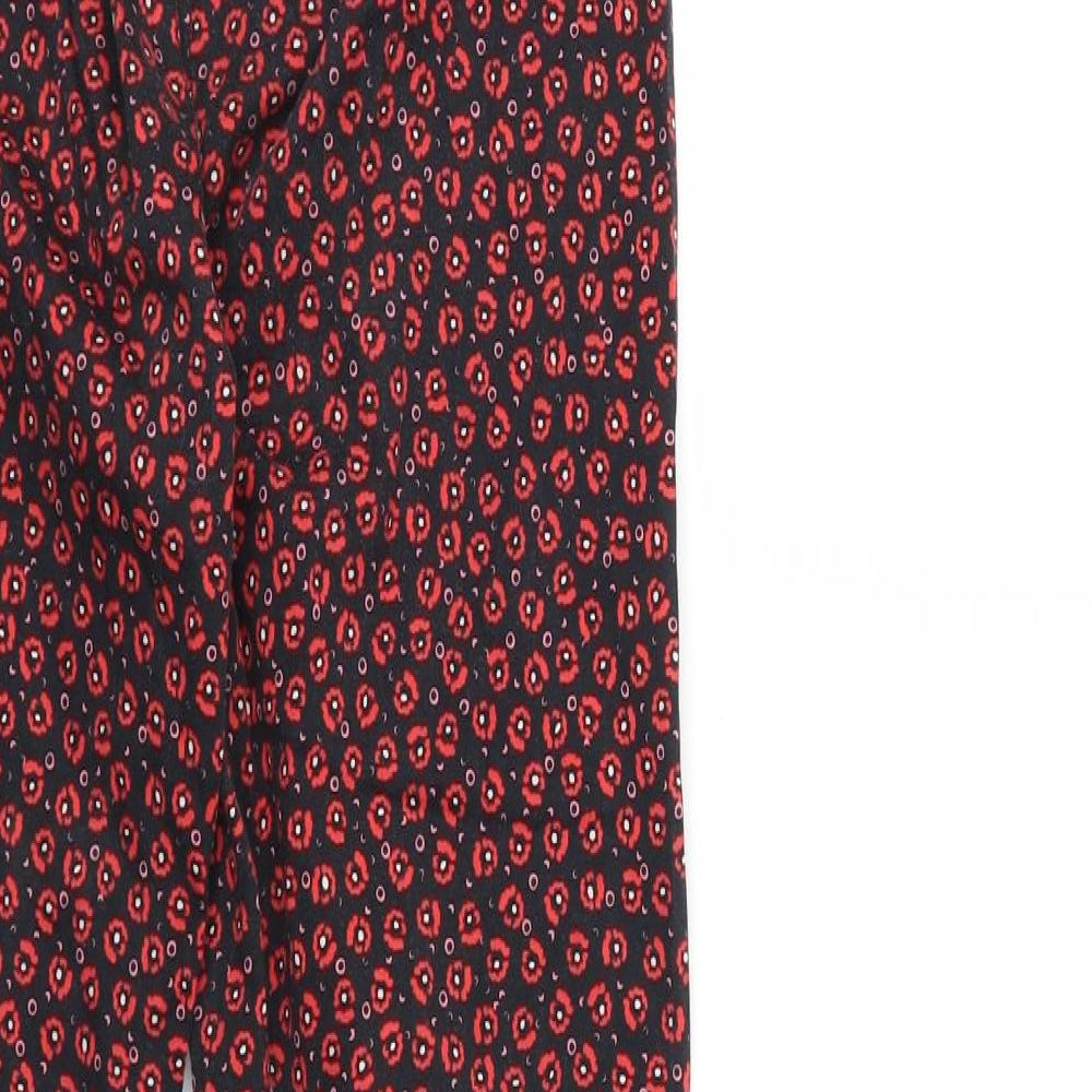 F&F Womens Red Floral  Trousers  Size 6 L26 in