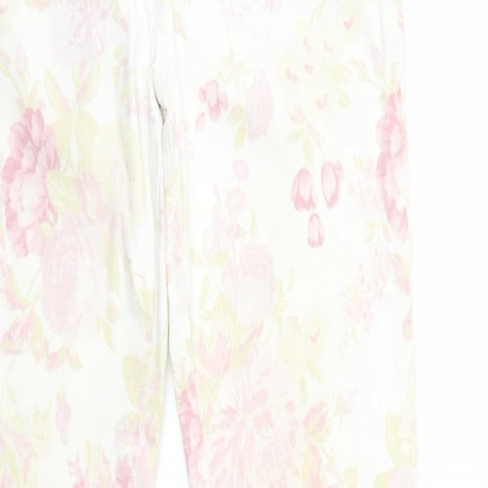 River Island Womens White Floral Denim Skinny Jeans Size 10 L31 in