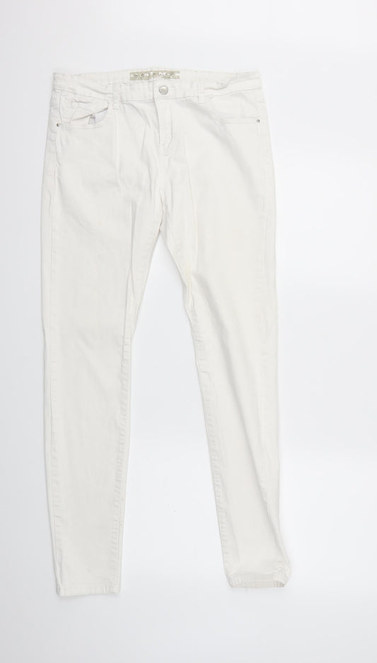Denim & Co. Womens White  Denim Skinny Jeans Size 14 L30 in