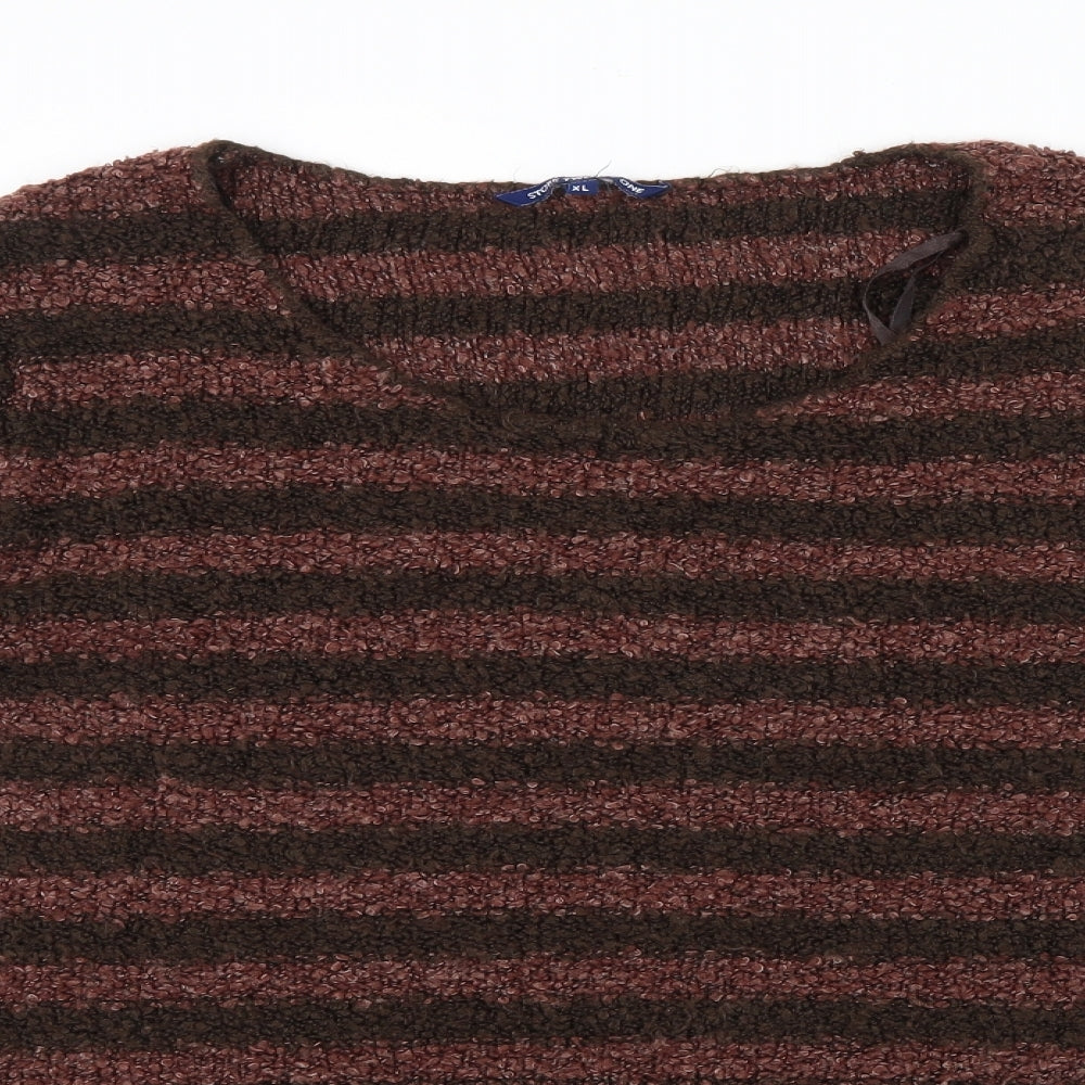 Store twenty one Womens Brown Striped  Pullover Jumper Size XL