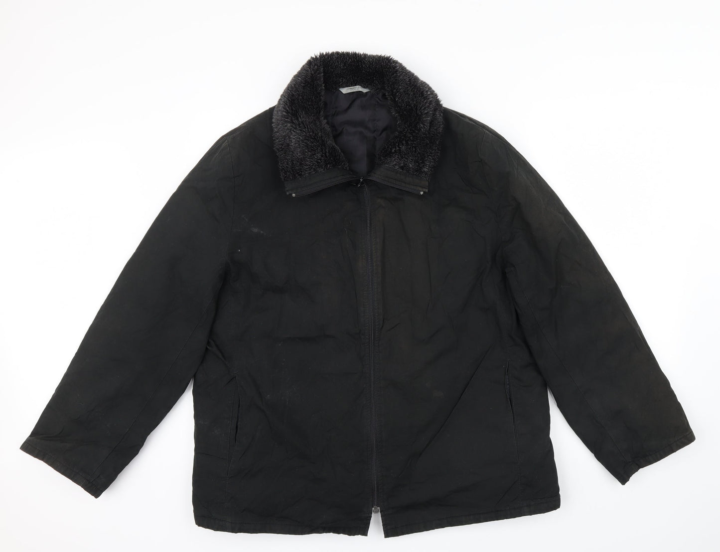 M&S Womens Black   Jacket Coatigan Size 18  - flees collar