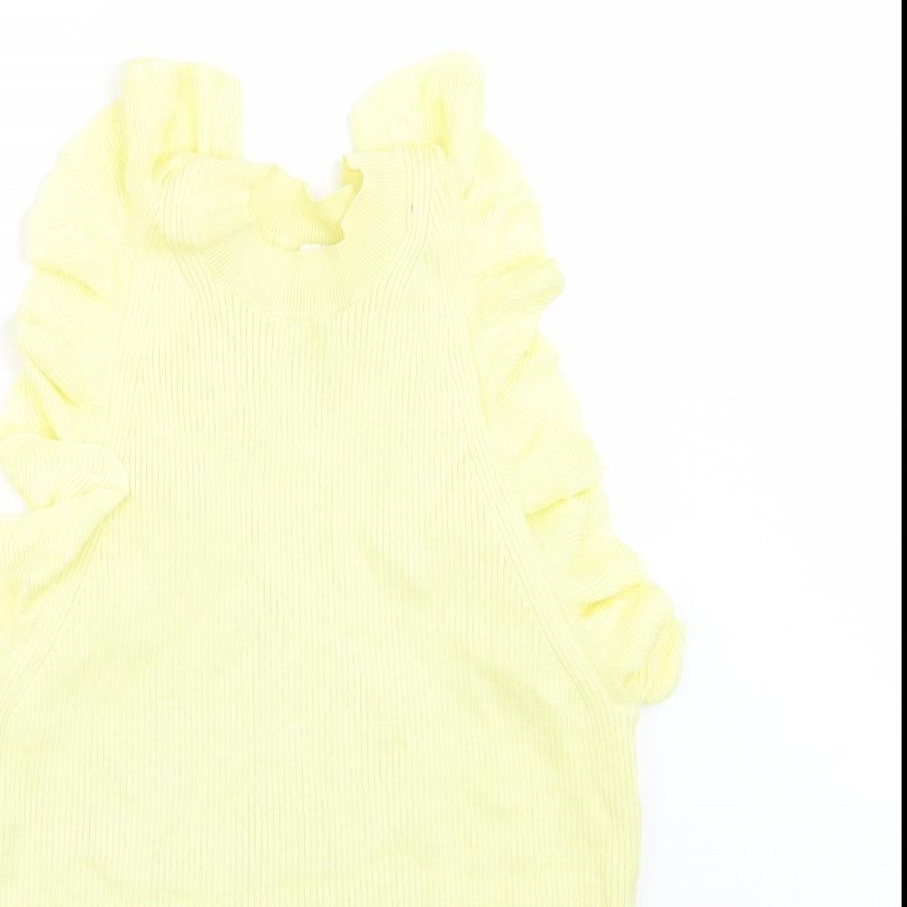 H&M Womens Yellow   Basic T-Shirt Size M