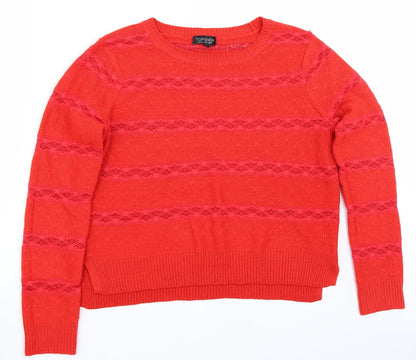 Preloved Topshop Womens Red   Pullover Jumper Size 12 - Front