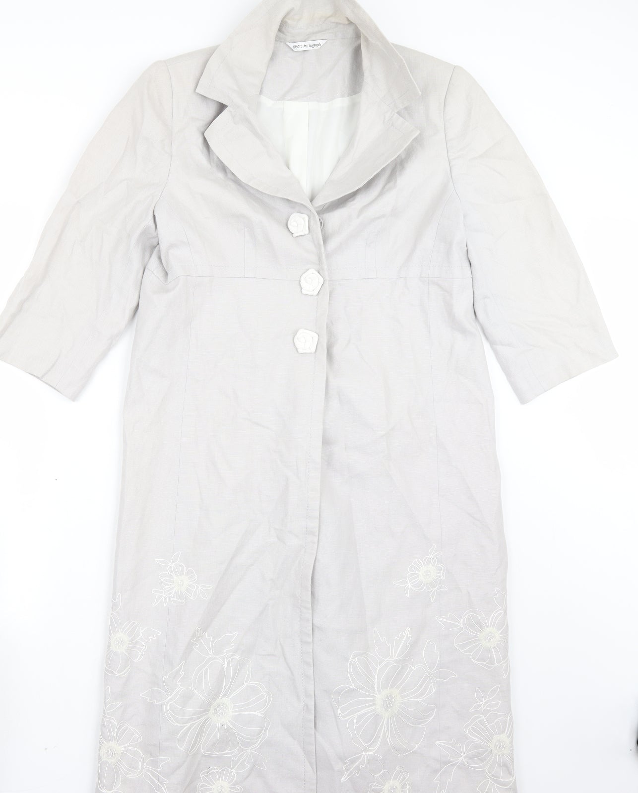 Marks and Spencer Womens Grey Floral  Jacket Coat Size 14