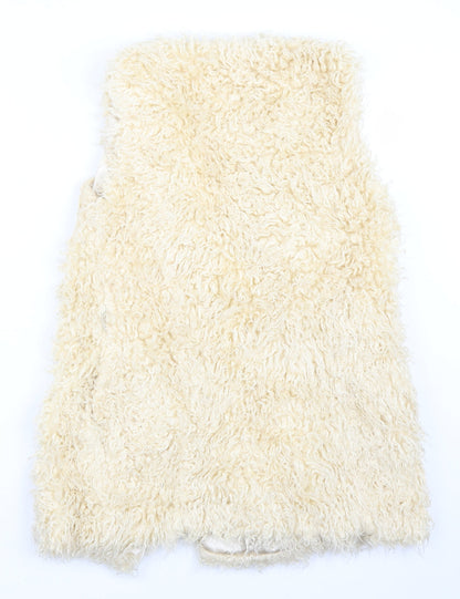 Preloved Internarcionale Womens Beige   Gilet Coat Size 8 - Back