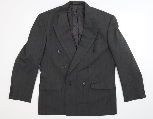 Marks and Spencer Mens Grey Striped  Jacket Suit Jacket Size 40