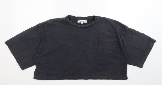 Missguided Womens Blue   Basic T-Shirt Size 8  - Oversized Crop