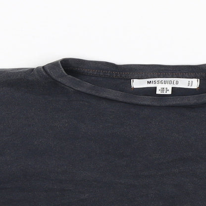 Preloved Missguided Womens Blue   Basic T-Shirt Size 8  - Oversized Crop - Detail