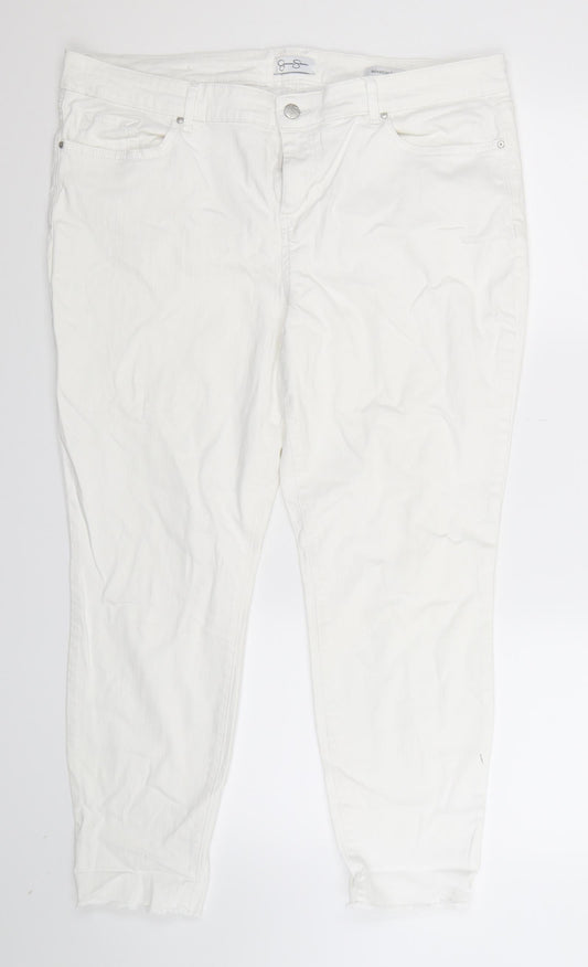 Preloved Jessica Simpson Womens White  Denim Skinny Jeans Size 18 L26 in - Front