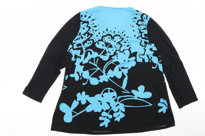 Preloved Christy Womens Black Floral  Pullover Jumper Size L - Back