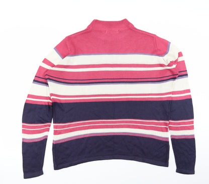 Preloved EWM Womens Orange Striped  Pullover Jumper Size 14 - Back