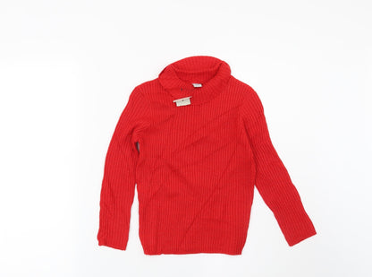 Preloved TU Girls Red Striped  Pullover Jumper Size 6 Years - Front