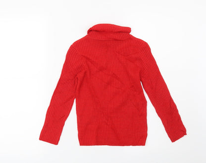 Preloved TU Girls Red Striped  Pullover Jumper Size 6 Years - Back