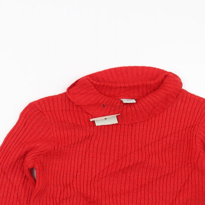 Preloved TU Girls Red Striped  Pullover Jumper Size 6 Years - Detail
