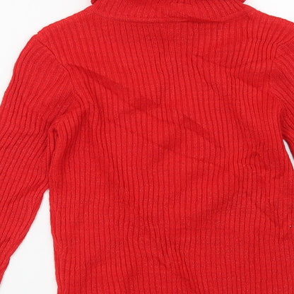 Preloved TU Girls Red Striped  Pullover Jumper Size 6 Years - Label