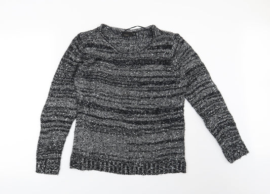 Preworn Womens Black Striped  Pullover Jumper Size XS