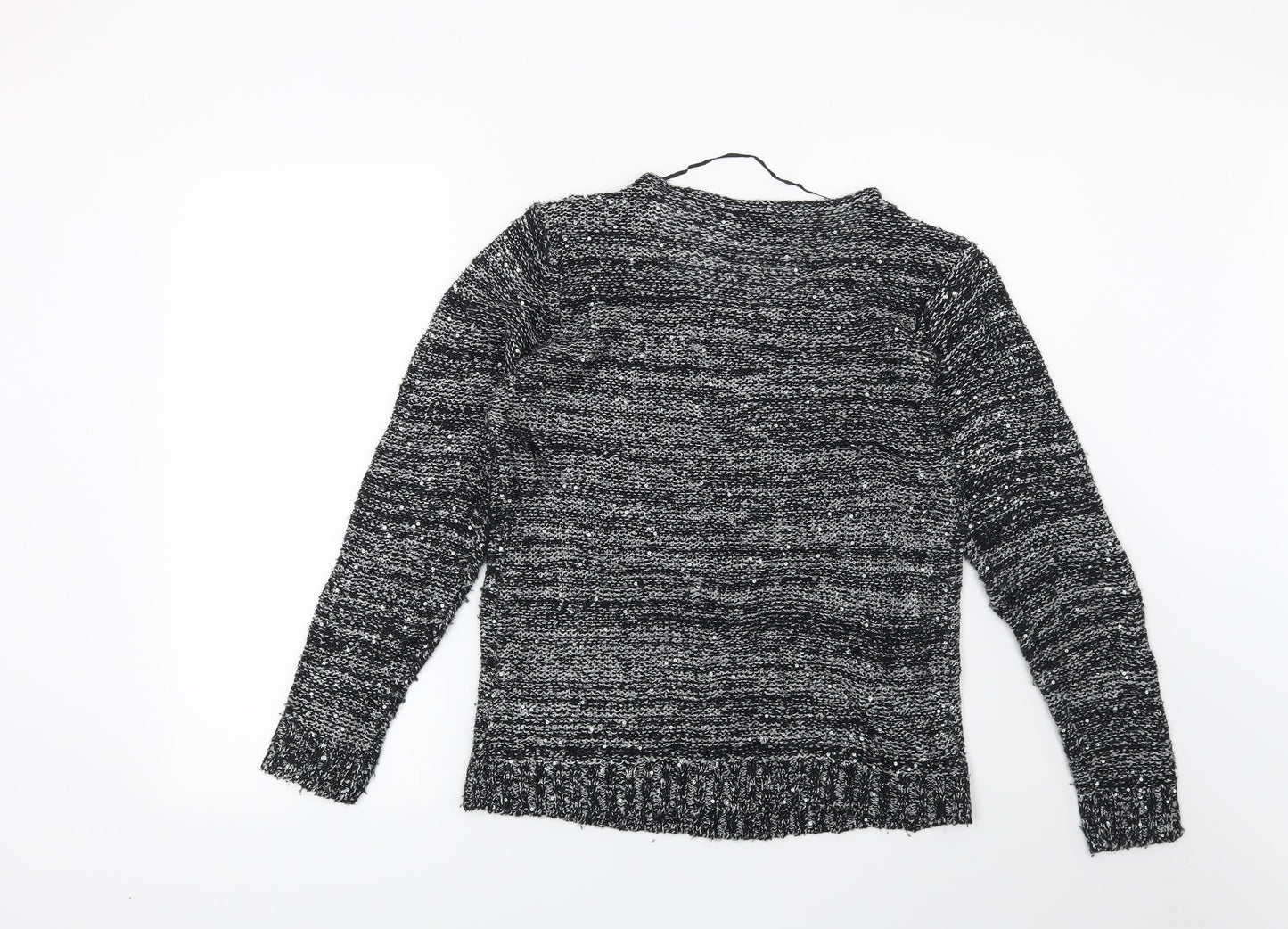 Preworn Womens Black Striped  Pullover Jumper Size XS