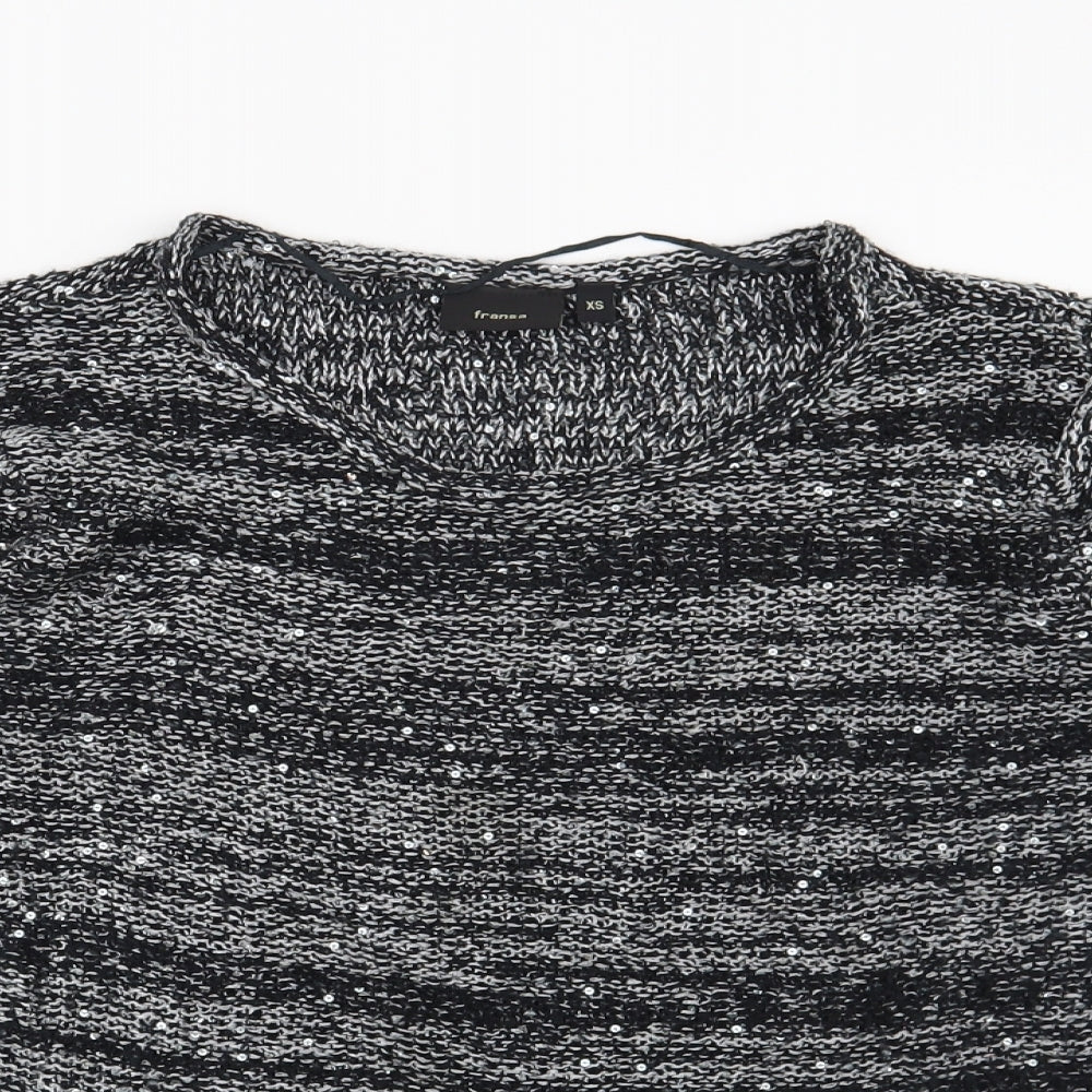 Preworn Womens Black Striped  Pullover Jumper Size XS