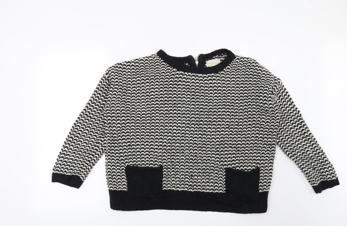 New Look Womens Black Geometric  Pullover Jumper Size 12