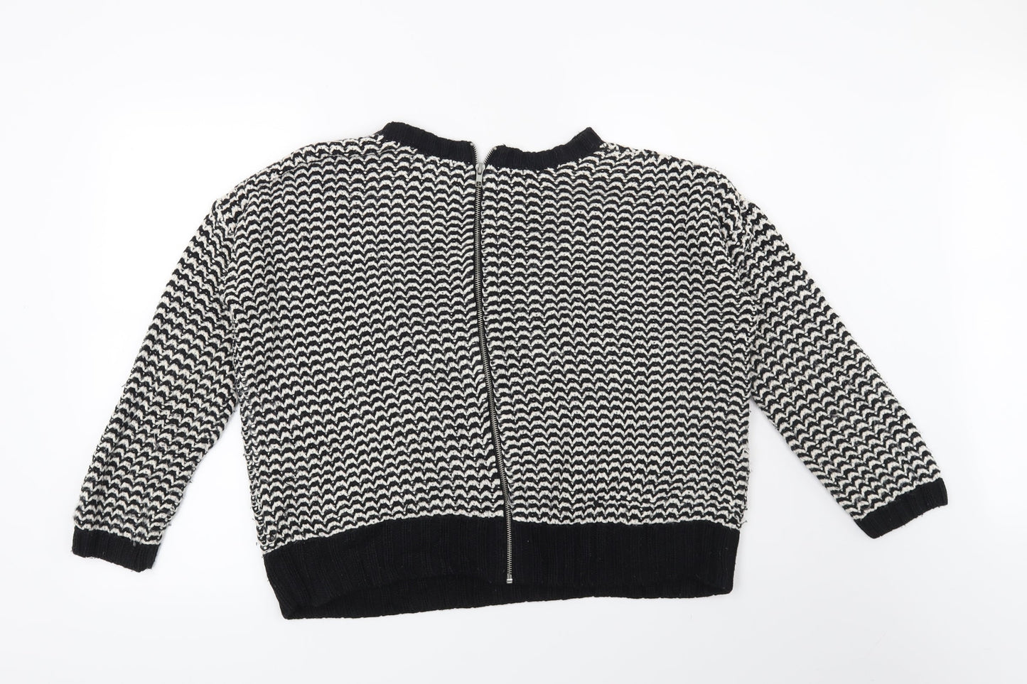 New Look Womens Black Geometric  Pullover Jumper Size 12