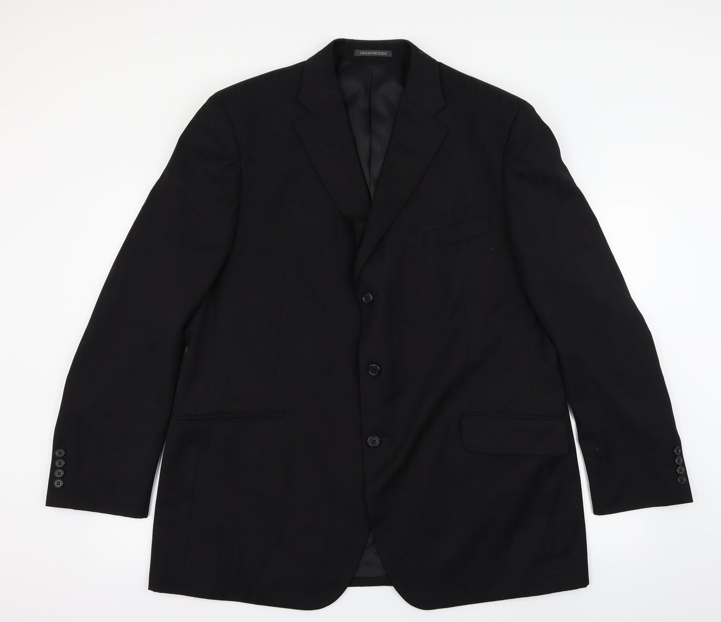Greenwoods Mens Black Striped  Jacket Suit Jacket Size 46