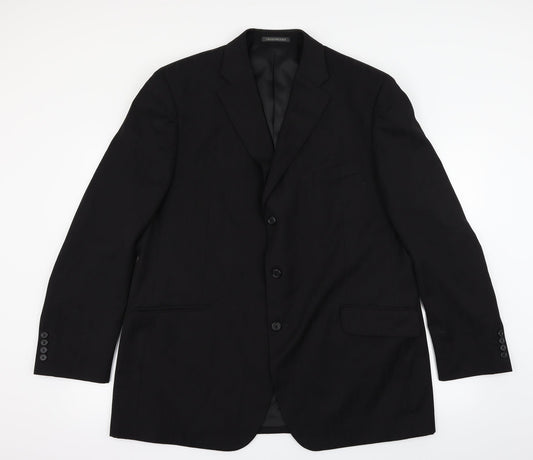 Greenwoods Mens Black Striped  Jacket Suit Jacket Size 46