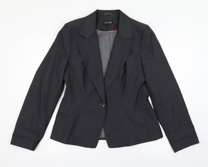 Preloved George Womens Grey Striped  Jacket Suit Jacket Size 14 - Front