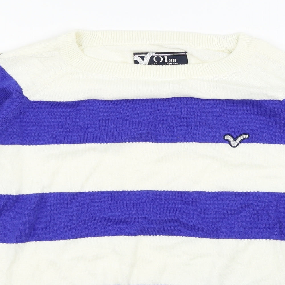 Voi Womens White Striped  Pullover Jumper Size 8