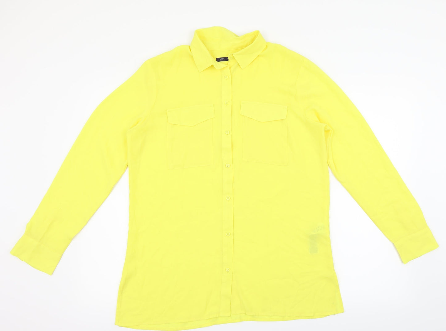 M&S Womens Yellow   Basic Button-Up Size 12