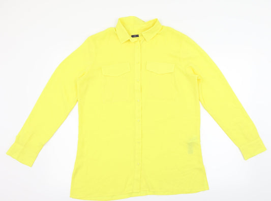 M&S Womens Yellow   Basic Button-Up Size 12