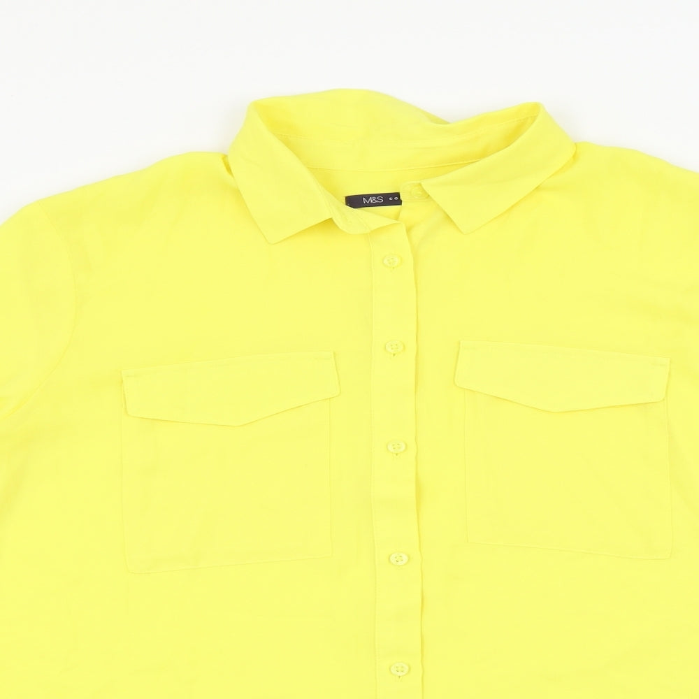 M&S Womens Yellow   Basic Button-Up Size 12