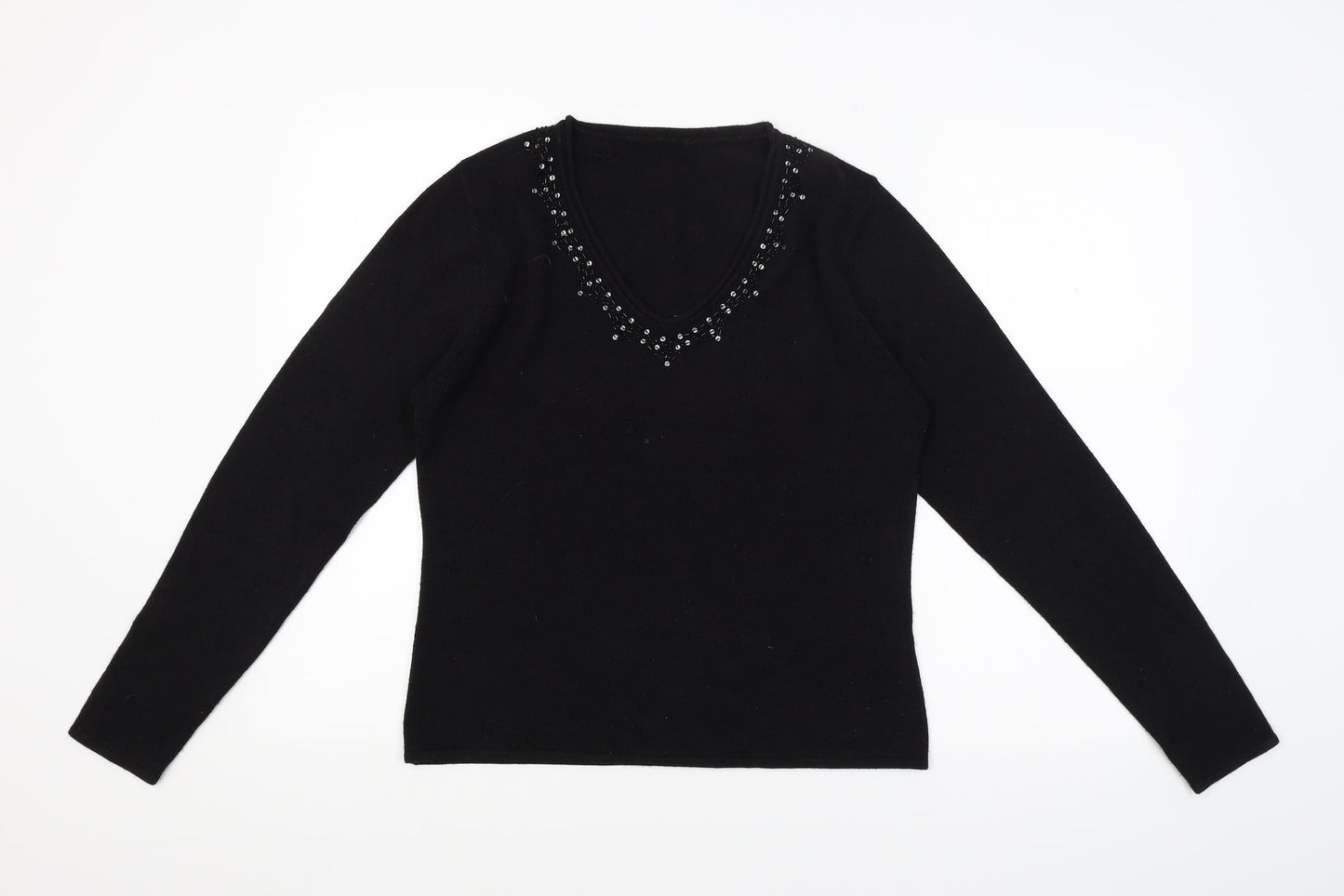 Preworn Womens Black  Knit Pullover Jumper Size M
