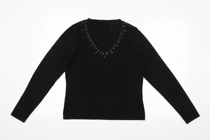 Preloved Preworn Womens Black  Knit Pullover Jumper Size M - Front