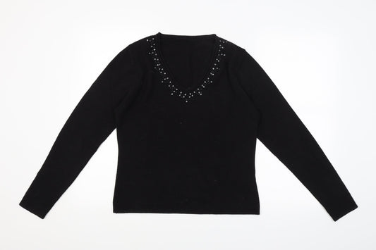 Preworn Womens Black  Knit Pullover Jumper Size M