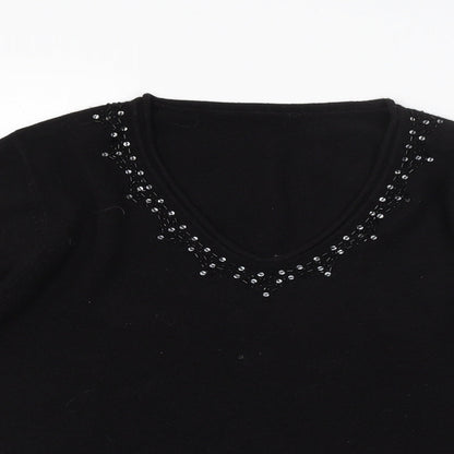 Preloved Preworn Womens Black  Knit Pullover Jumper Size M - Detail