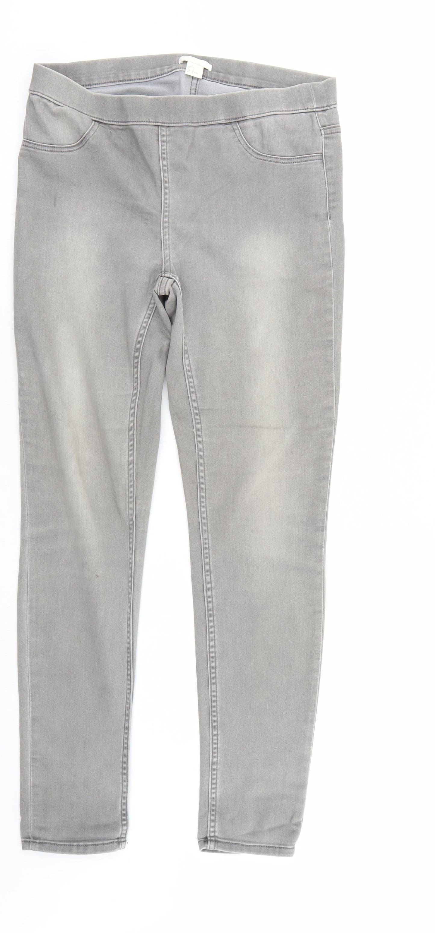 H&M Womens Grey  Denim Straight Jeans Size 12 L28 in - Elastic Waist