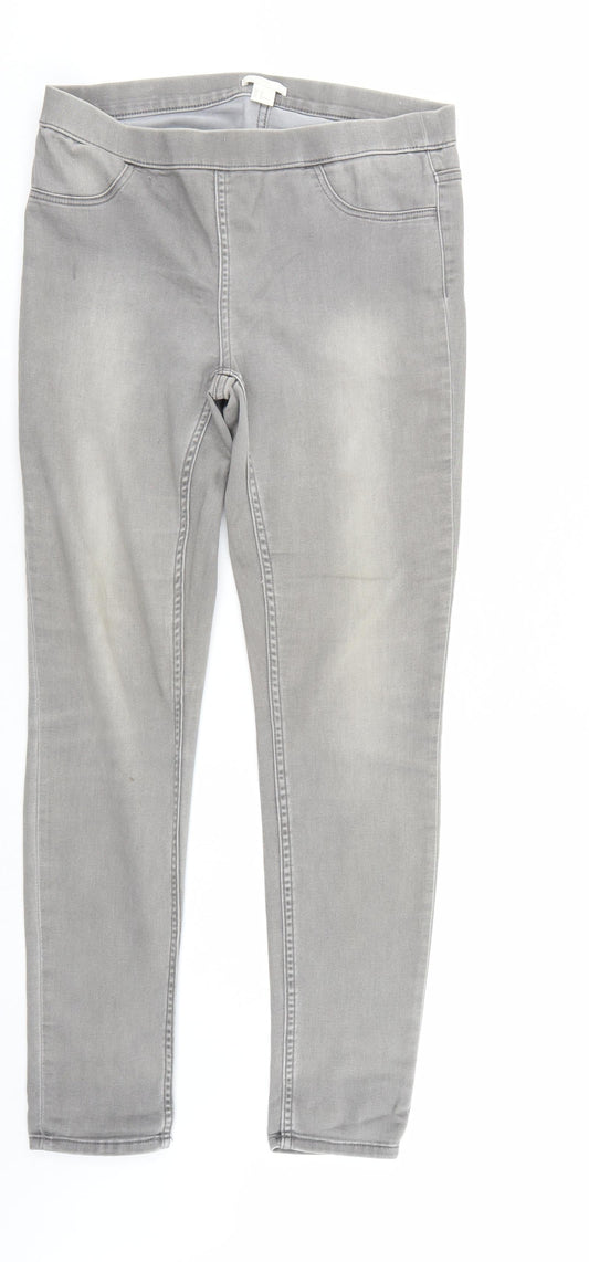 H&M Womens Grey  Denim Straight Jeans Size 12 L28 in - Elastic Waist