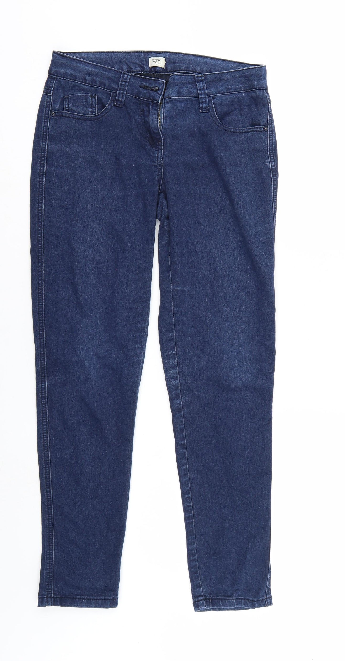 F&F Womens Blue  Denim Straight Jeans Size 8 L27 in - e