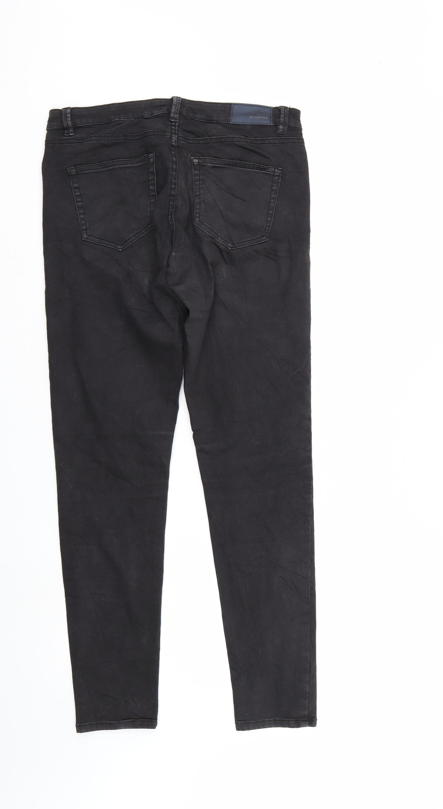 Diverse Womens Black  Denim Straight Jeans Size 12 L29 in