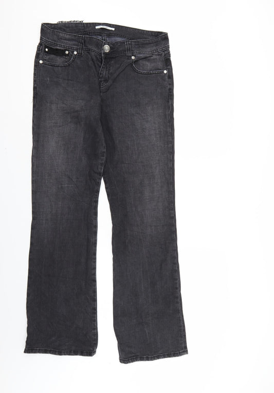 Xanaka Womens Black  Denim Straight Jeans Size 12 L32 in