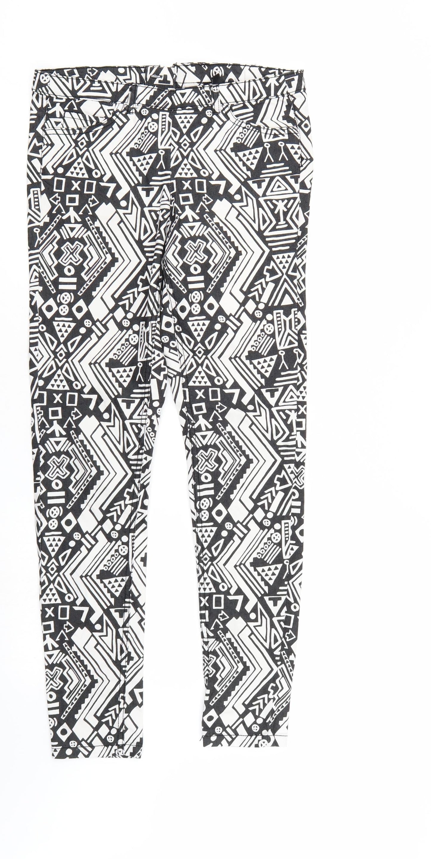 Divided Womens Multicoloured Geometric Denim Tapered Jeans Size 10 L28 in