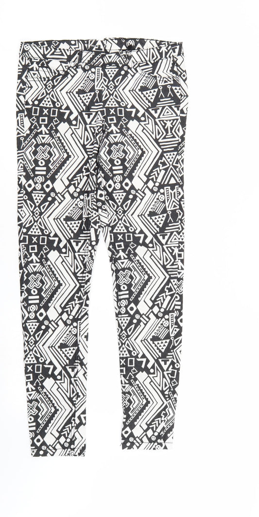 Divided Womens Multicoloured Geometric Denim Tapered Jeans Size 10 L28 in