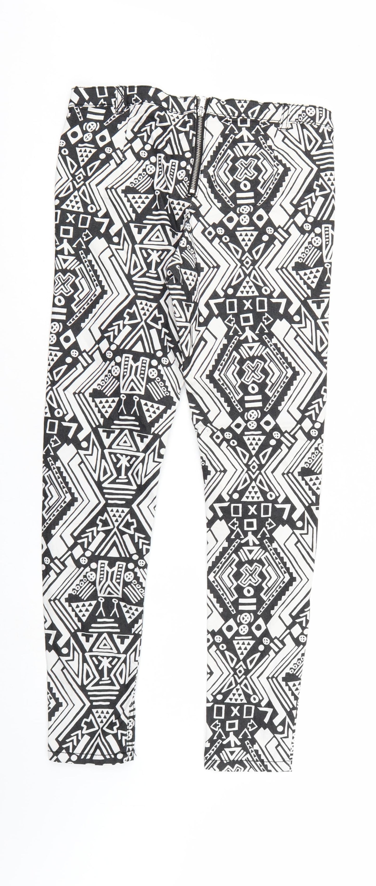 Divided Womens Multicoloured Geometric Denim Tapered Jeans Size 10 L28 in