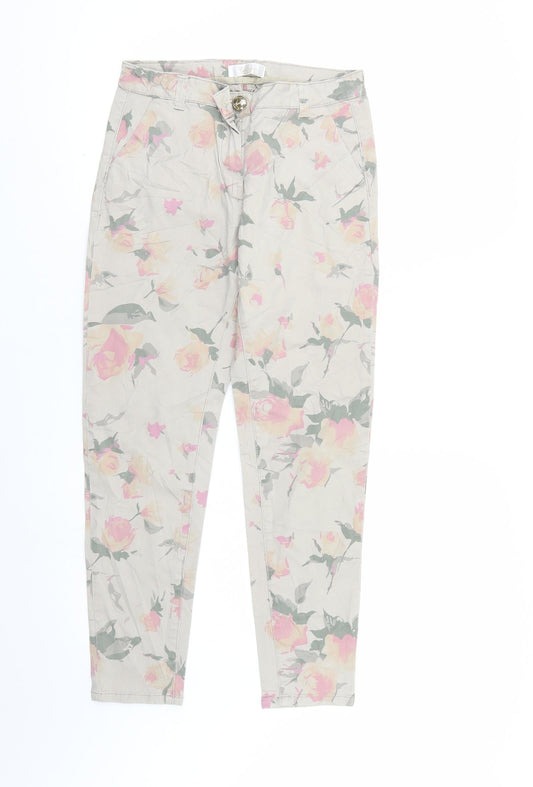 Gaialuna Womens Multicoloured Floral Denim Straight Jeans Size 26 in L24 in