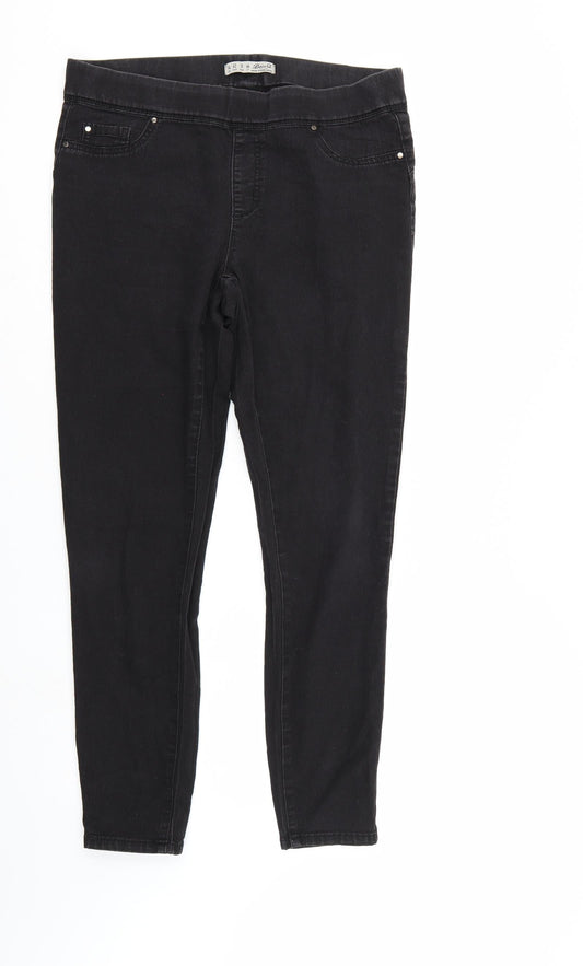 Denim & Co. Womens Black  Denim Straight Jeans Size 14 L27 in